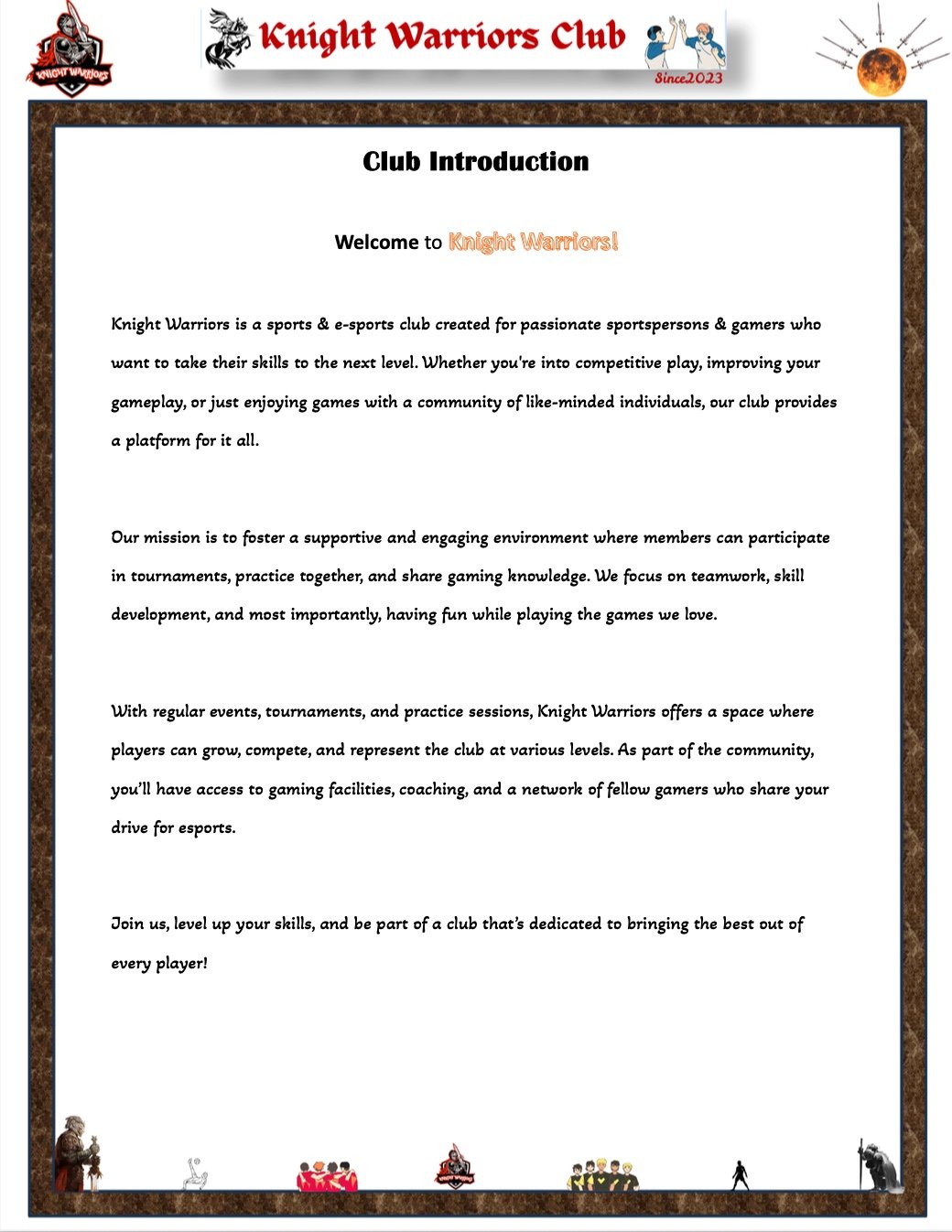 Knight Warriors Club introduction document